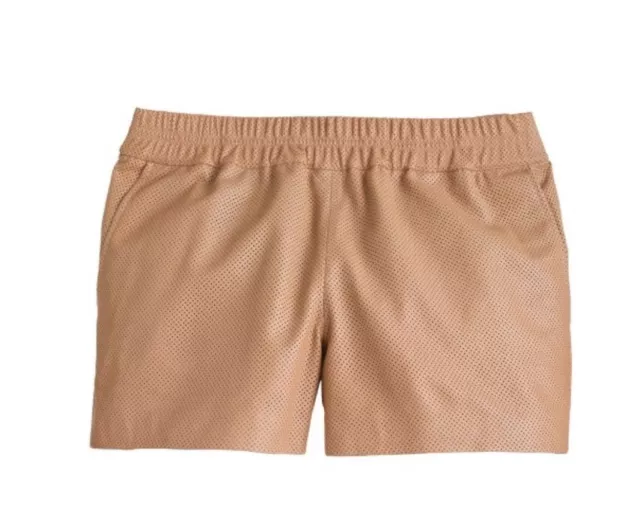 NWT $268 J Crew Collection Pink Perforated Leather 2 Pocket Shorts Size 6