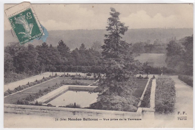 Antique Postcard Cpa Meudon Bellevue View Taken From The Terrace