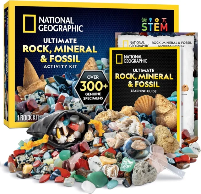 Rock Collection for Kids 300+ Piece Crystals and Gemstones Set Includes Geode