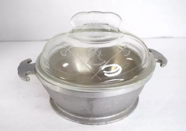 Vintage Small Round Guardian Service Ware Pot 7" Cookware w/ DC-11 Glass Lid EUC