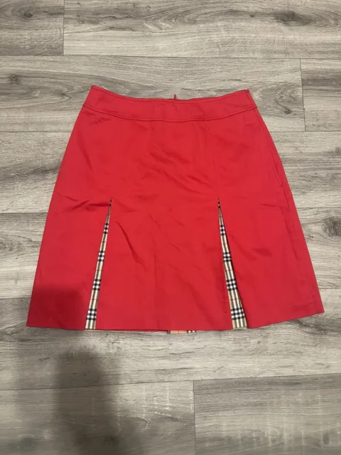 Burberry Golf Mini  Red Sexy Skirt With Nova Check Size Us4 Uk8