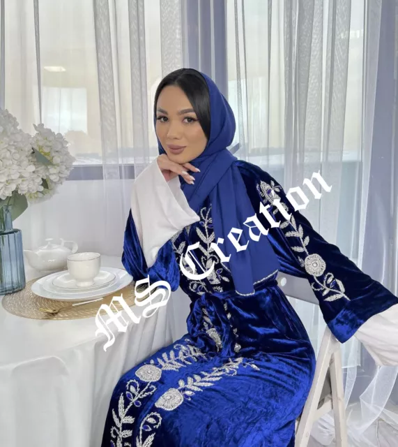 SALE Velvet Moroccan Dubai Kaftan Farasha Abaya Dress Very Fancy Long Gown MS474
