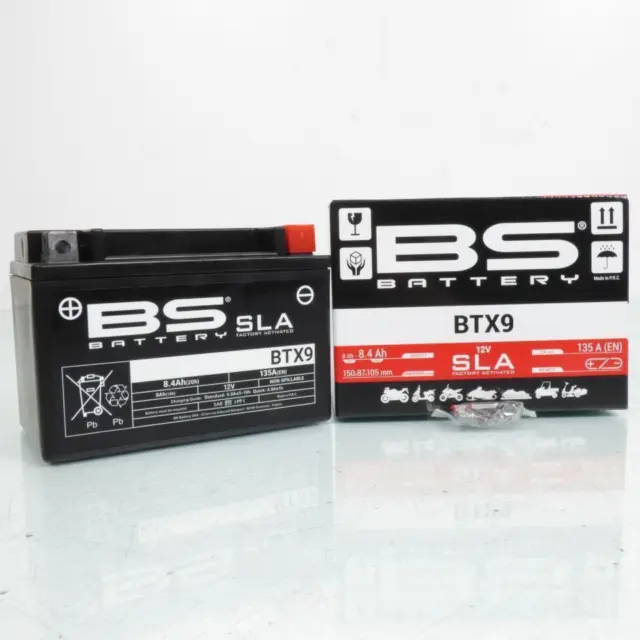 Batterie SLA BS Battery pour Moto Kawasaki 750 ZX7R 1997 à 2020 YTX9-BS / 12V