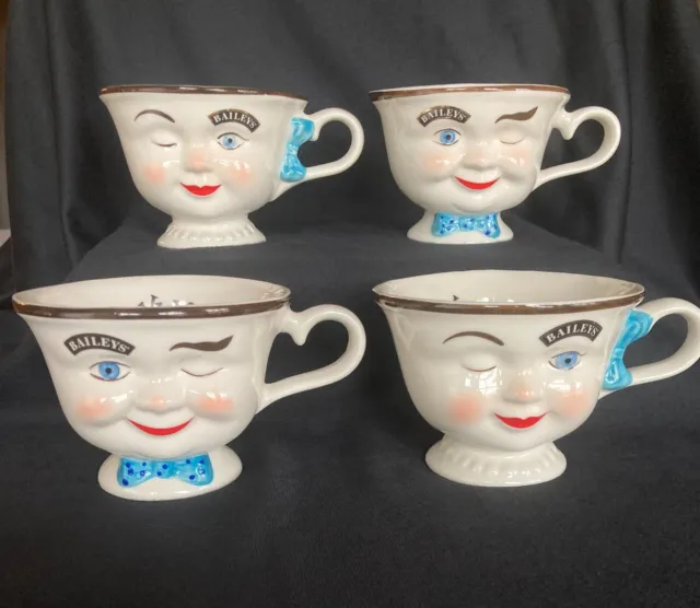 Bailey's Irish Cream Coffee Tea Cups Mugs Yum Winking Man and Woman EUC