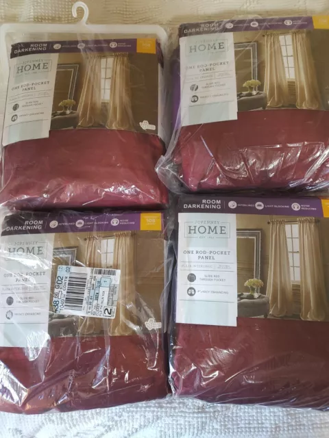 JCPenney Curtains, Lot of 4. New. Maroon. 50"x108"One Rod Pocket Panels