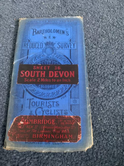 BARTHOLOMEW'S REDUCED SURVEY Tourists & Cyclists Sheet 36 South Devon (vintage)