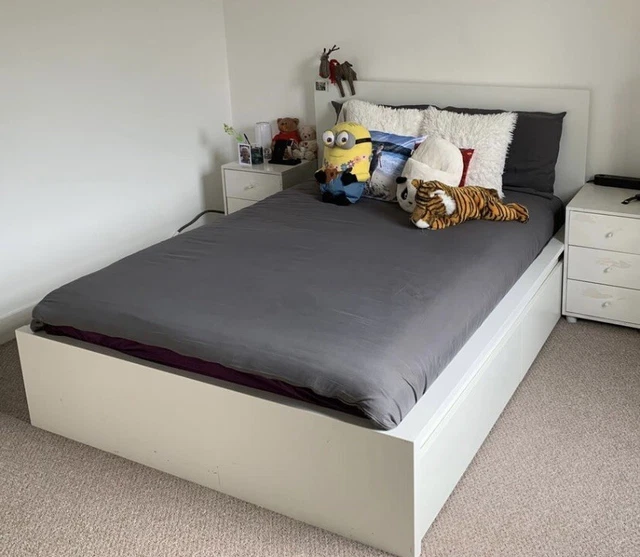 IKEA MALM DOUBLE Bed Frame Good Condition with mattress And UnderBed 4