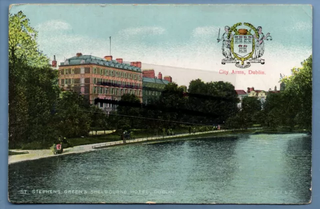Heraldic Postcard Stephens Green Park Shelbourne Hotel Dublin Ireland - Unposted
