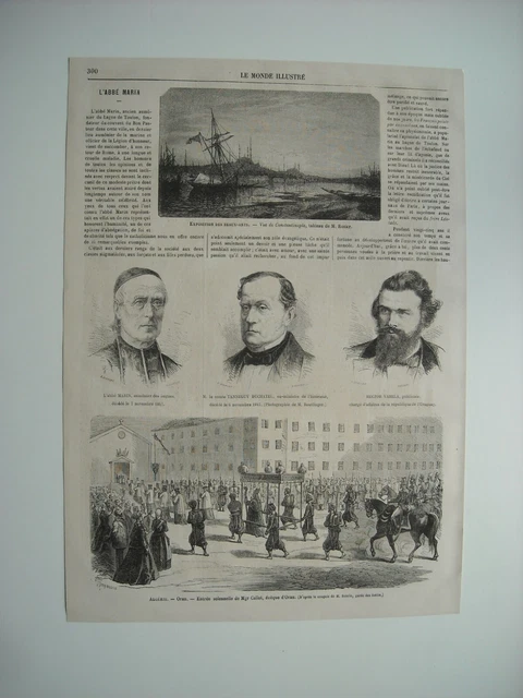 Gravure 1867. L’abbe Morin, Aumonier Des Bagnes. Oran, Mgr Callot. Hector Varela