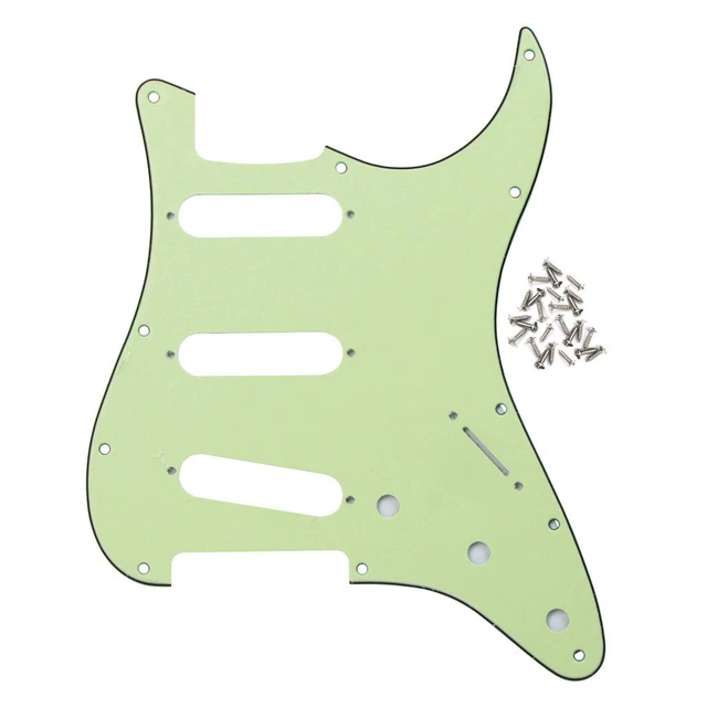 1PCS Mint Green 3Ply FD ST Style Guitar SSS Pickguard 11Holes Scratch Plate