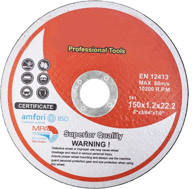 100 Pack 6"X.045"X7/8" Cut-Off Wheel - Metal & Stainless Steel Cutting Discs