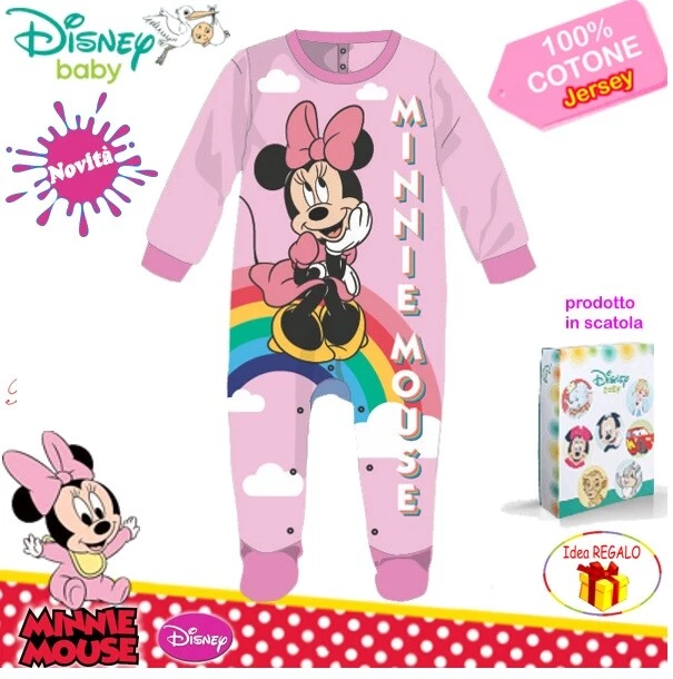 Disney Baby* MINNIE TUTINA LUNGA CON PIEDINO COTONE WD1610 DIS-B 1/3 Mesi