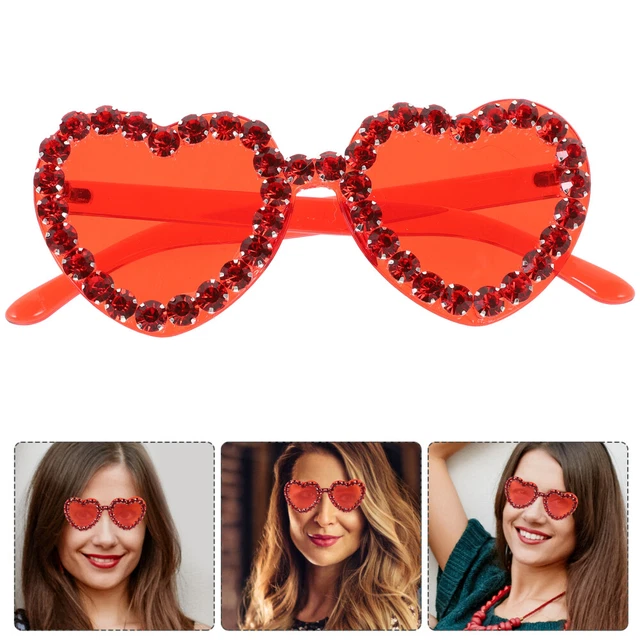 Sunglasses Acrylic Women's Square Rimless for Pink Heart Shaped