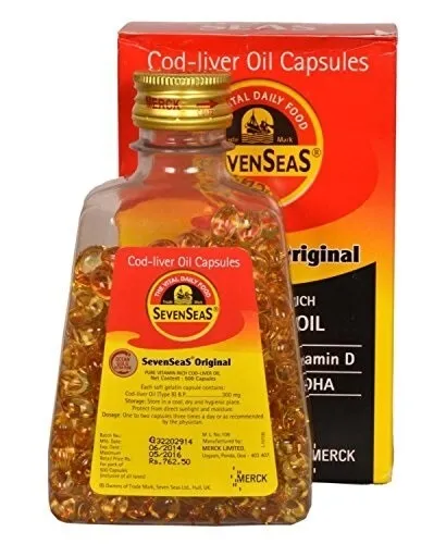 Seven Seas Cod Liver Fish Oil 500 Capsules - Pack of 2 Bottles (1000 capsules)