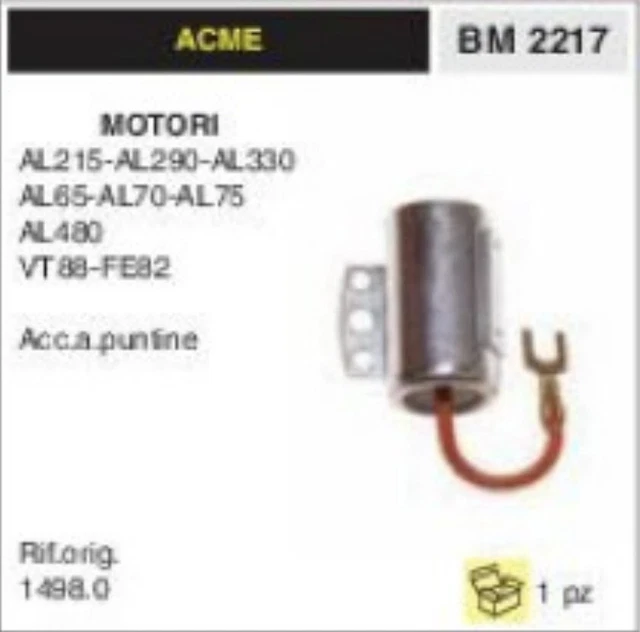 Puntine Platinate + Condensatore Per Motore ACME | Modelli AL 65-70-75-480-VT 88 - FE 82 - Foto 11
