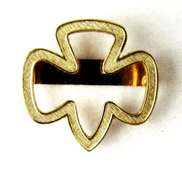 GOLD TREFOIL TIE-SLIDE, Official Girl Scout Uniform UNUSED, COLLECTOR,  GIFT