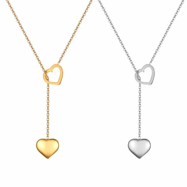 Stainless Steel Love Heart Pendant Chain Necklace Women Girls Valentine's Gift