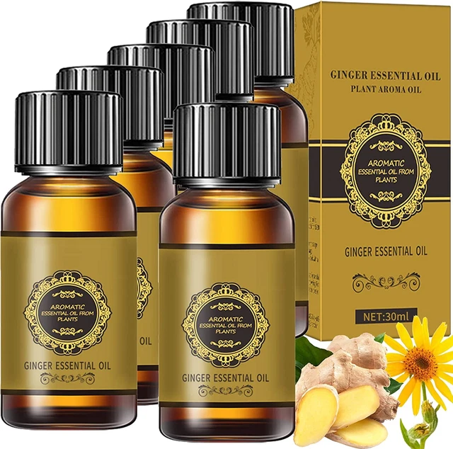 6 Pack Ginger Massage Oil, Belly Drainage Ginger Oil,Ginger Oil Lymphatic Draina