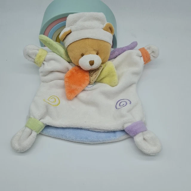 24 - Doudou Et Compagnie Ours Marionnette Bleu Jaune Vert Blanc Violet Spirale