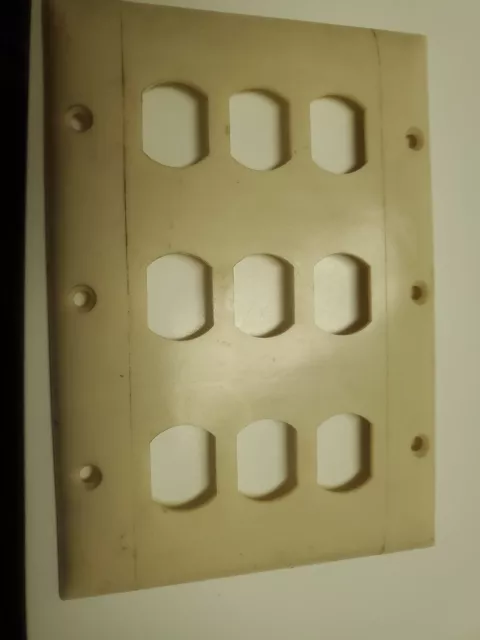 Vintage  Despard Ivory Plastic Wall Switch Plate 3 Gang 9 Opening Ship Priority