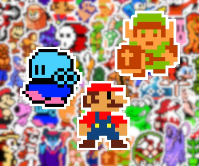 25/50 NINTENDO SPRITE Sticker Pack - Waterproof Vinyl- NES Pixel Art 8 ...