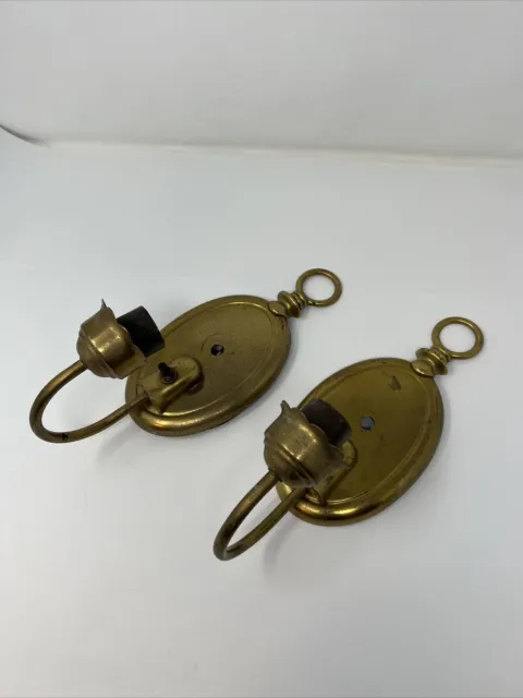 Pair Single Arm Shield Back Wall Sconces Victorian Brass Antique Lighting PAIR!