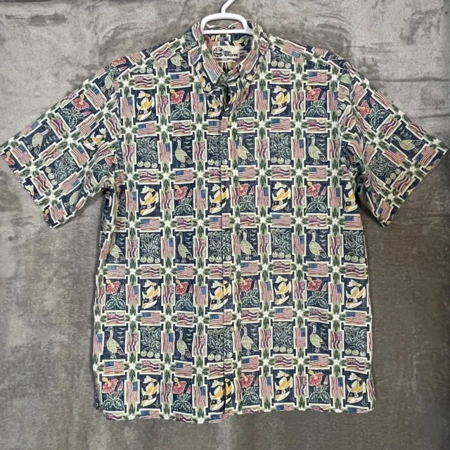 Reyn Spooner Shirt Size XL Reverse Print Popover Hawaiian Multi Theme Aloha