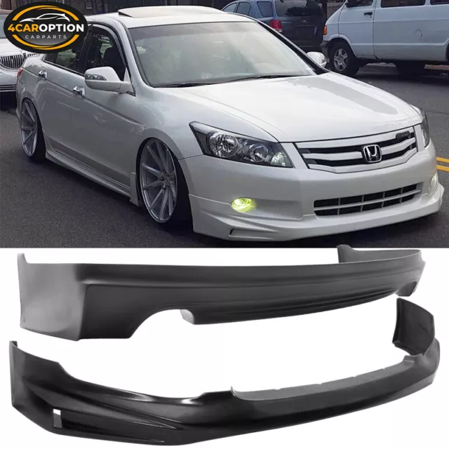 Fits 08-10 Honda Accord 4DR Mugen Front + Rear Bumper Lip Spoiler