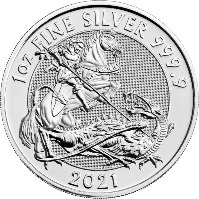 2021 Royal Mint 1oz Fine Silver - Valiant George & The Dragon £2 Bullion Coin