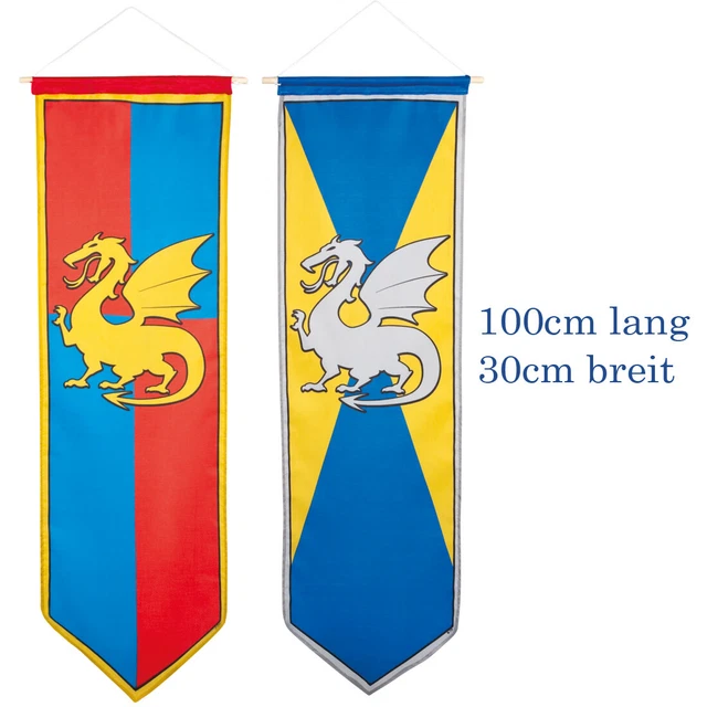 Ritterwappen Con Dragones Edad Media Estándar 100 X 30CM Bandera Con Escudo