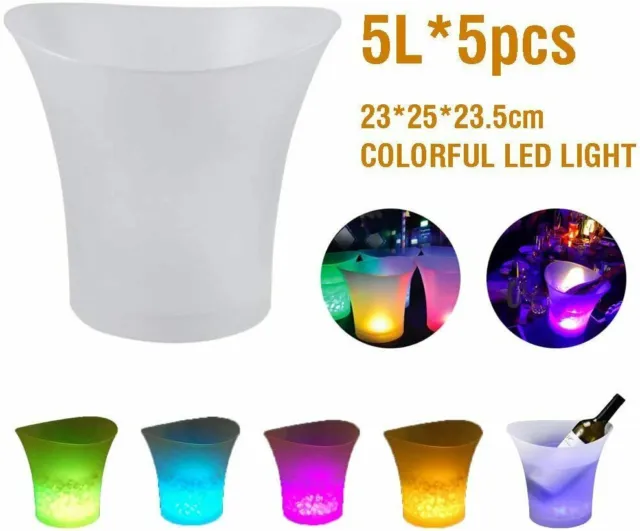 SMAD Ice Bucket Wine Color Changing Bottle Beer 5L Capacity Cooler with Led