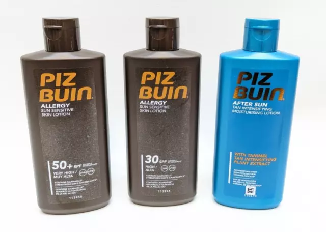 Piz Buin Allergy Sun Sensitive Skin Lotion SPF30/50+ AfterSun Mixed Pack of 3