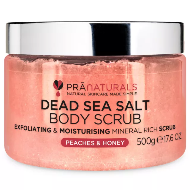 PraNaturals Dead Sea Salt Body Scrub 500g w/ Natural Oils & Minerals No parabens