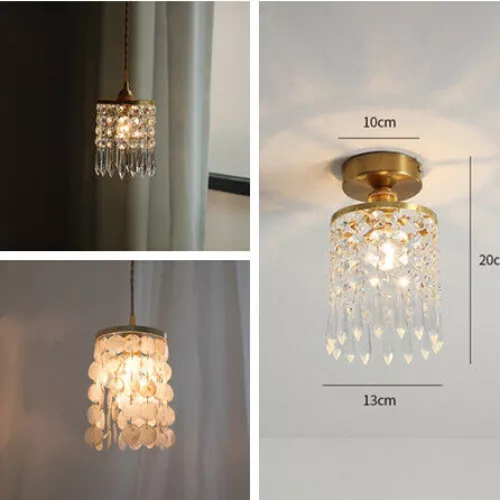 Vintage Brass Crystal Chandelier LED Small Pendant lamp Suspension Ceiling Light