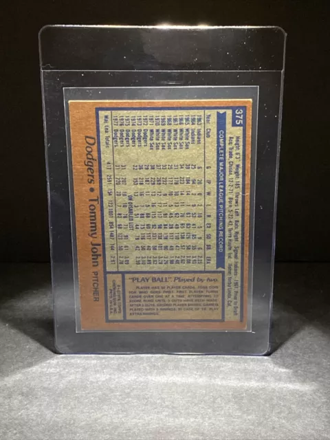 1978 TOPPS TOMMY John #375 - Los Angeles Dodgers $1.00 - PicClick