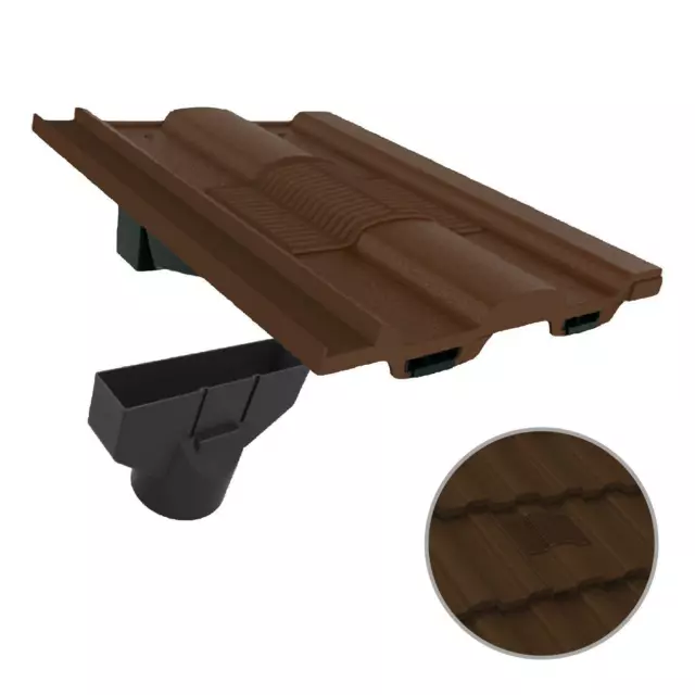 Dark Brown Castellated Roof Tile Vent & Adapter, Marley Ludlow Redland Sandtoft