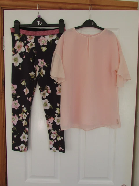 Top Ted Baker ragazze 8-9 anni + set leggings fiori floreali 9-10 anni - Buona truffa