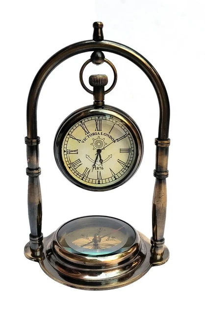 Reloj de mesa de barco náutico personalizado, reloj de escritorio brújula...