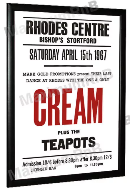 Cream Eric Clapton Concert Poster Rhodes Centre Bishops Stortford 1967