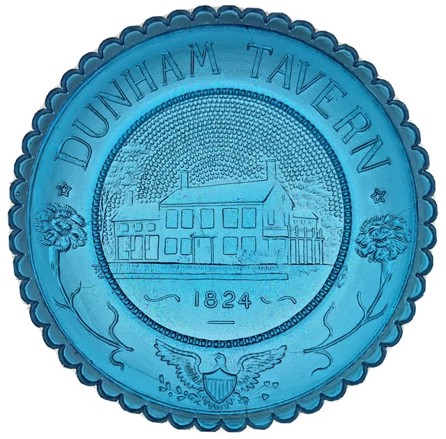 CLEVELAND OHIO DUNHAM Tavern Museum Handcrafted Blue Pairpoint Glass