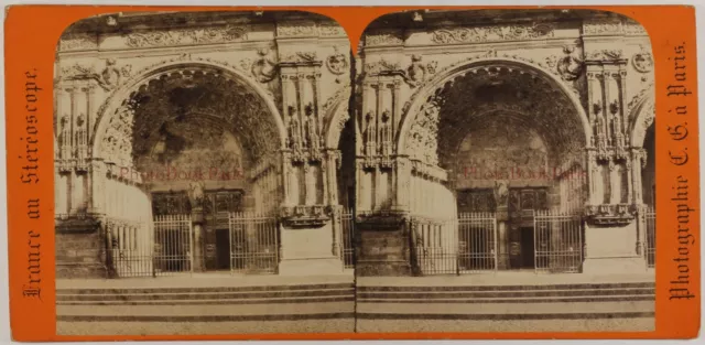 FRANCE Dijon Église Saint-Michel Photo Gaudin Paris Stereo Vintage c1865