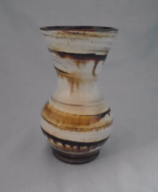 Wold Pottery Harome North Yorks Studio Brown / Beige Swirly Vase ap H 4" Fre P&P