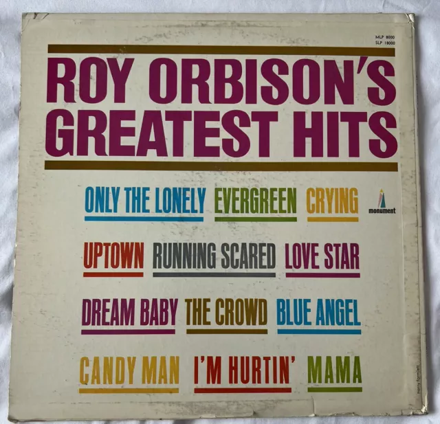 Roy Orbison's Greatest Hits - Vinyl LP Record - Monument Records