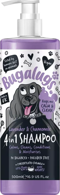 Bugalugs Lavender Chamomile Dog Shampoo 4in1 Calms Cleans Conditions Moisturises
