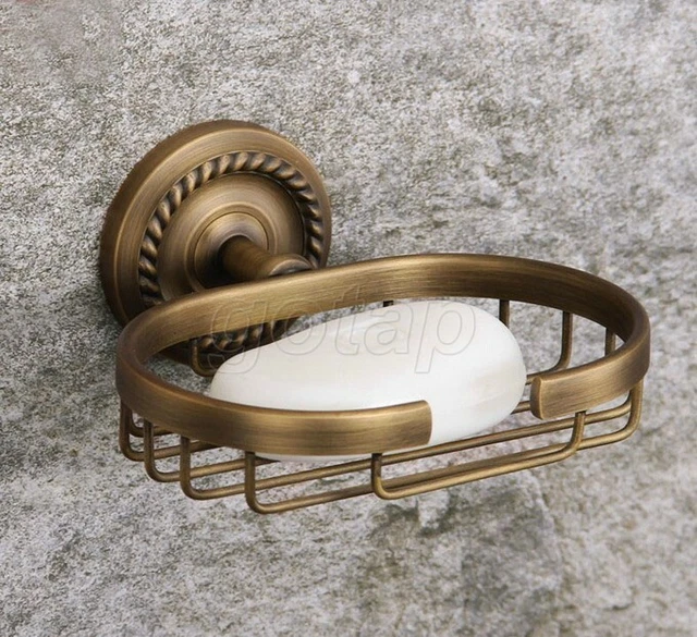 Antique Brass Wall Mounted Bathroom Accessory Soap Dish Holder Basket  Gba100