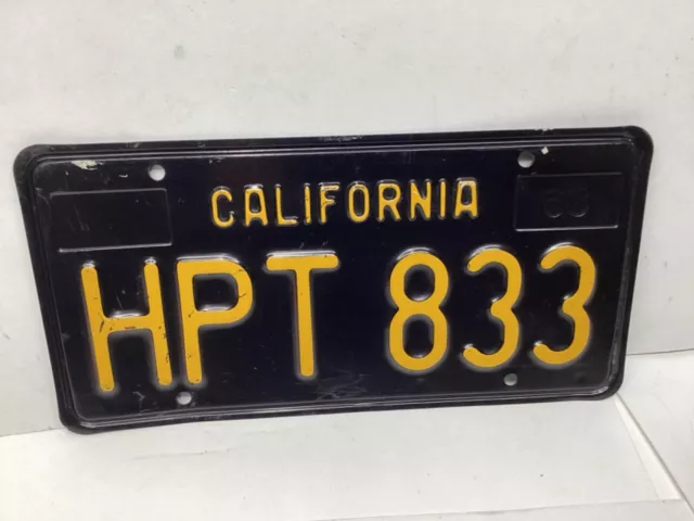 1963 Yellow on Black California License Plate. NICE