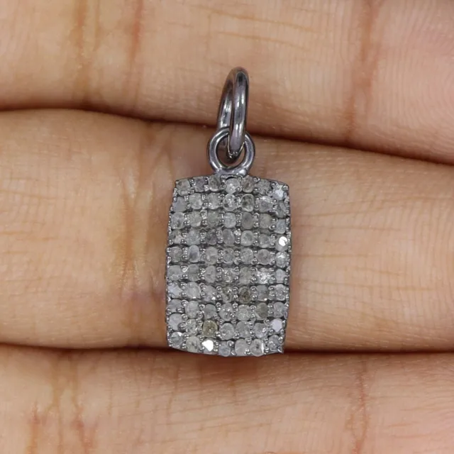 Natural Pave Diamond Dog Tag charms pendant 925 sterling silver Dog tag necklace