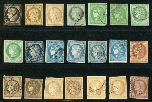 France 1849-1871 Ceres Lot Of 21 Used Imperforated Stamps !! Uu62