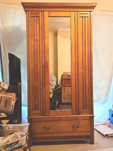 antique wardrobe Or Hallway Cloak Cupboard with Brass Furniture