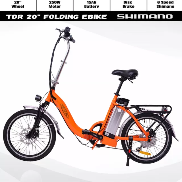 Black 36V 20" 15AH Electric Bike 250W Folding Foldable E-bike Bicycle Ebike Bike